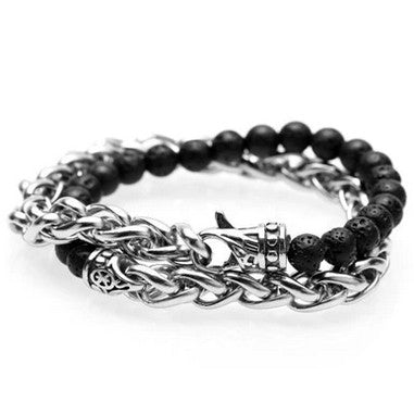 Bracelet Pour Homme En Chaîne Et Perles Naturelles