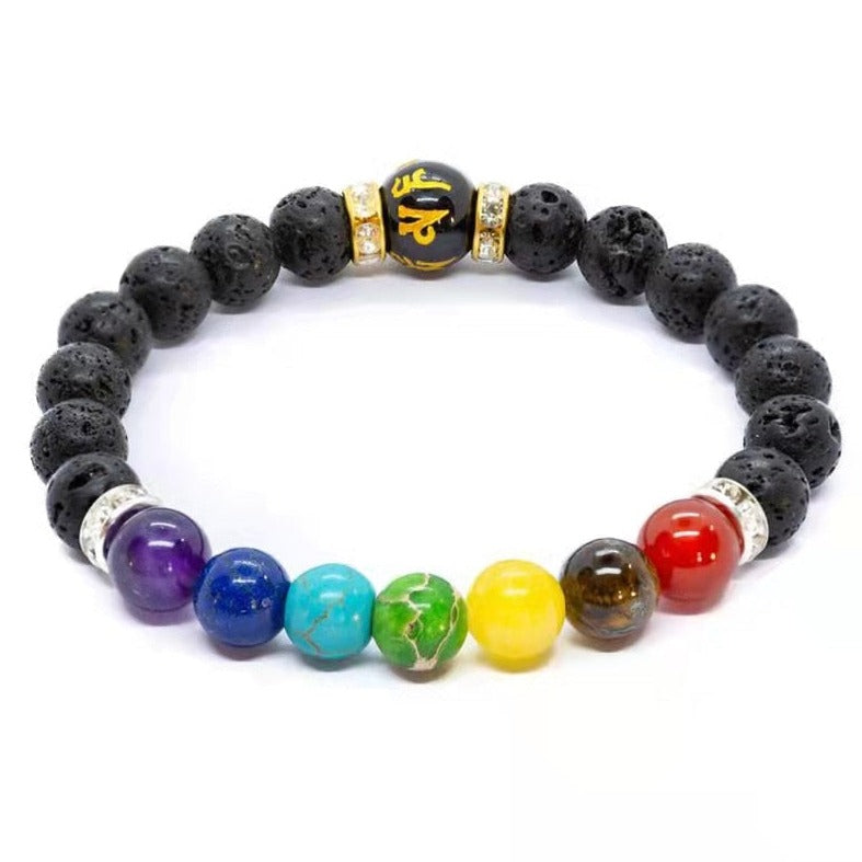 Bracelet 7 Chakras Tibetain Vraies Pierres Naturelles Alani,  bracelet 7 chakras pour homme