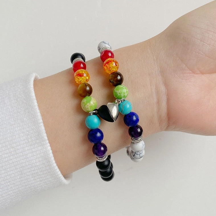 Bracelet 7 Chakras Du Bonheur Pour Couple Kamila,  bracelet avec 7 chakras