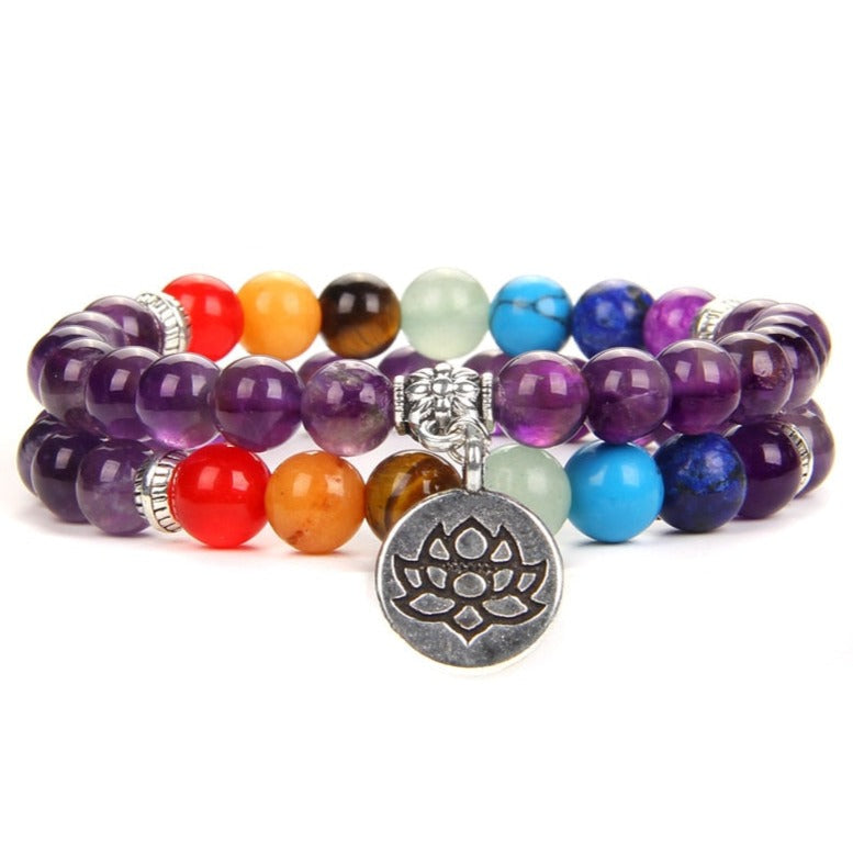 Bracelet 7 Chakras Du Bonheur Lotus Kimora,  bracelet 7 chakras bien etre