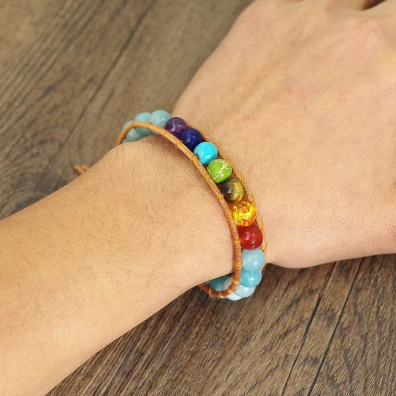 Bracelet 7 Chakras Guérison Pierre veritable