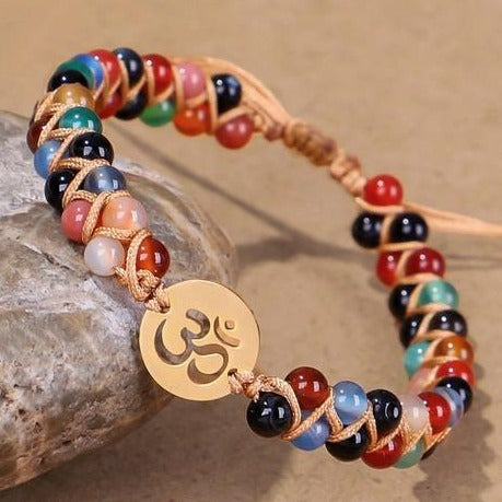 Bracelet Boule 7 Chakras perles naturelles